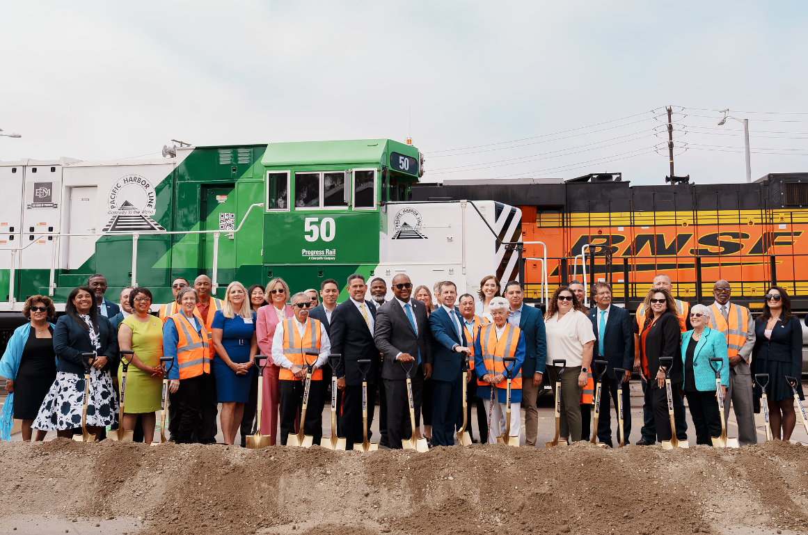 "Secretary Buttigieg, Southern California leaders, and workers break ground on the Port of Long Beach’s America’s Green Gateway Project."